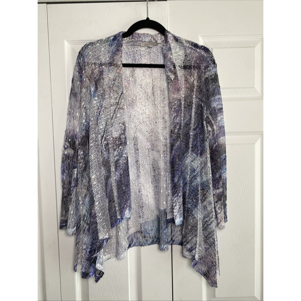 Jess Jane Womens Purple  Medium Open Knit Sweater